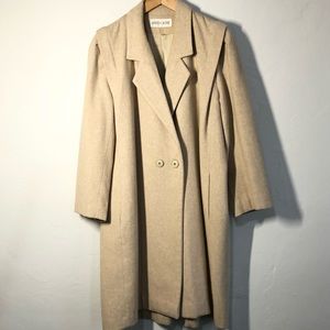 Vintage 1980s  Kristen Blake Beige Wool and Cashmere Coat  Size: 12